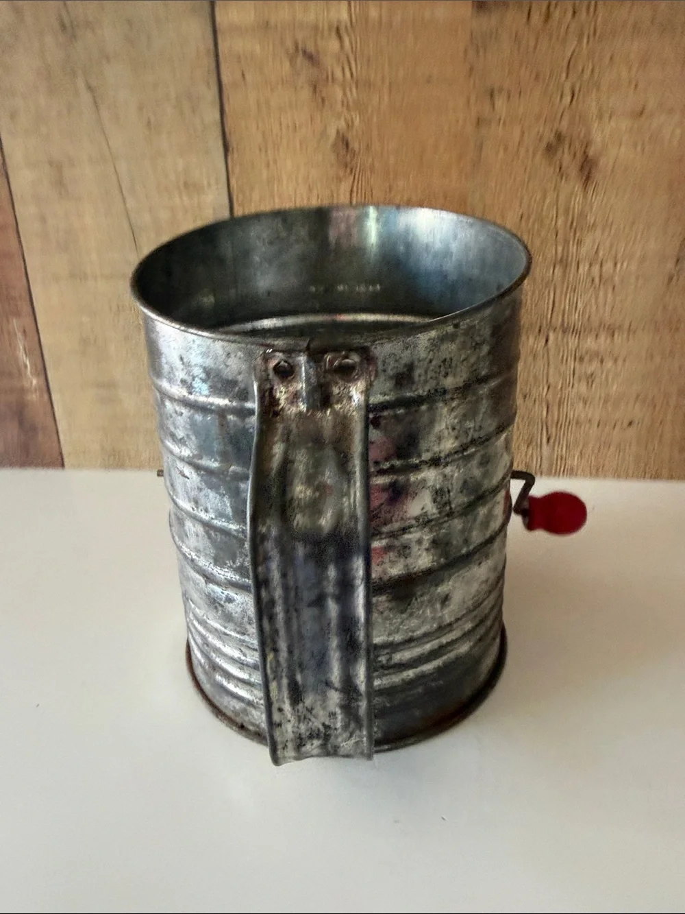 VTG Bromwell’s 5 Cup Flour Sifter with Red Handle